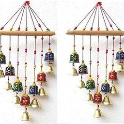 Dinine Craft® Handicraft Hand Painted Wooden Wind Chimes Multicolor for Wall Décor and Home Décor, Windchime for Balcony for Positive Energy, Bell Hanging for Friend and Relative (Windchime 2)-12