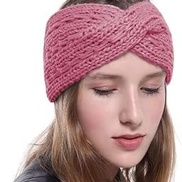 Women Stylish Soft Acrylic Woolen Headband New Cris Cross Bow Earwarmer Crochet Headwrap Hairband Earmuffs Warm Winter Accessories (A Darkpink)-image-49