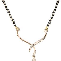 Rose Gold Amerian Diamonds & Artificial Beads Embellished Mangalsutra For Women-image-20