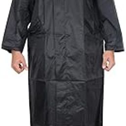 Men's Rain Coat for Rainwear Waterproof Rain Jacket Long Sleeve Raincoat (Black)-picture-36