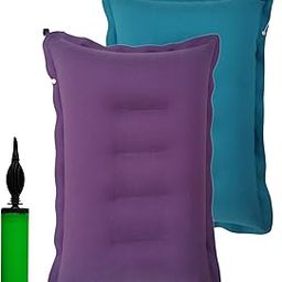RAV Soft Cotton Pillow with Pump Compact and Lightweight, Easy to Carry, Neck Support During Travelling in Bus, Train,Flight Pack of 2 Multicolour-31