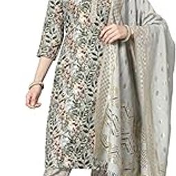 Women's Floral Printed Cotton Blend Straight Kurta Pant Dupatta Se-image-82