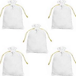 DLC set of 5 Velvet Potli Bags for Return Gifts, 7x9 inch White color pouch for Wedding gifts, Women Jwellery Handbag-image-8