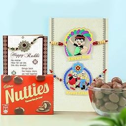 TIED RIBBONS Rakhi for Kids with Chocolate Gift Combo - Cartoon Superhero Rakhi Set of 2 for Kids Boys Baby Brother with Chocolate Greeting Card and Roli Chawal-image-119