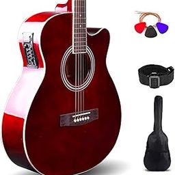 Kadence Frontier Semi Acoustic Guitar 40" with Learning Course, Die cast keys with Combo (Bag,strap,strings And 3 picks) (Brown, Electric Acoustic)-31