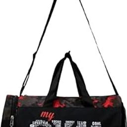 JAIS BOY Duffle Gym Bag, 20L Capacity Black Faux Leather with Mesh Pockets 3 Compartments Adjustable Strap-image-98
