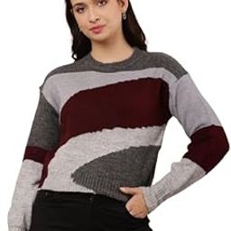 Women's Acrylic Round Neck Sweater with Full Sleeves Pink-image-94