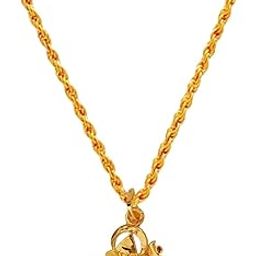 Religious Lord Bal Ganesha Ganapati Pendant Chain Gold Brass Pendant for Men and Women-image-14