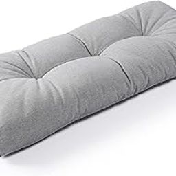 ATOOTFUSION Soft Thick Jute Fabric Bench Cushion Non Slip Tufted Cotton Filled Garden Bench Cushion, Fade Shield Water Resistant Durable Thicken Outdoor/Indoor Bench Seat Pads 48x18x4 inch (Grey)-image-23