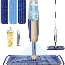 Microfiber Spray Mops for Hardwood Floor Cleaning - MEXERRIS Wet Jet Mops Dry Dust Mop with 3X Washable Pads fit for Swiffer Powermop Floor Mop Flat Mops for Wood Laminate Tile Vinyl Floor Cleaning-30