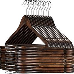GINOYA BROTHERS Walnut Wooden Suit Hangers - Premium Wood with Notches & Chrome Swivel Hook for Dress Clothes, Coats, Jackets, Pants, Shirts, Skirts Hanger 40)-picture-31
