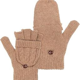 VILLCASE Thermal Half Finger Gloves Women's Winter Warm Gloves with Mitten Cover-image-13