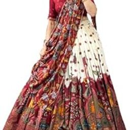 Women's Wedding Special Tussar Silk With Kalamkari Print Lehenga Choli ready to wear Chaniya choli for women flared lehenga-image-84