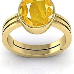 Pukhraj Stone Original 14.00 Carat Certified Yellow Sapphire Gemstone Gold Plated | Adjustable Ring With Lab Certificate for Men and Women (C203)-38