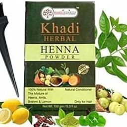 KHADI RISHIKESH Ayurvedic Henna Mix Powder (Mehandi) 100% Natural With Amla,Shikakai,Reetha,Tulsi,Lemon, Henna Hair Care Powder Natural Conditioner Reduce Anti-Dandruff Hair Colour Men &Women - 150Gm-image-6