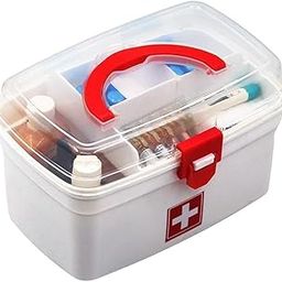 black sparrow Portable First Aid Kit Emergency Medicine Storage Box with Detachable Tray and Transparent Lid and Handle for Home Travel Multi Purpose Storage Box-image-35