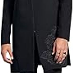 Men's Imported Suiting Lycra Sherwani Set - Imported Suiting Lycra Fabric Embroidered Sequiend Indo Western,And Pant Set-image-2