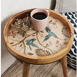 VOLATWIST Handmade Resin Wood Side Table – Round Wooden Accent Stool for Living Room, Bedroom, Dining & Hotel – Decorative Modern Wood & Resin Table-image-60