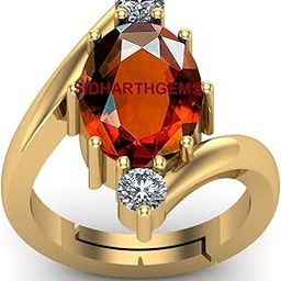 8.00 Ratti Natural Gomed Stone Astrological Gold Ring Adjustable Gomed Hessonite Astrological Gemstone for Men and Women {Lab - Tested}-image-60