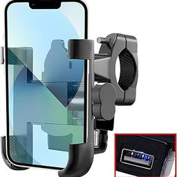OTOROYS JAWA-Grip Metal CNC Bike Mount Holder with USB Charger Navigation 360 Degree Rotation for All Smartphones Bicycle, Motorcycle, Scooty (Black)-31