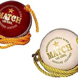 SL Leather Match Practice Hanging Cricket Ball Red & White Pack of 2 (Club Size)-image-16