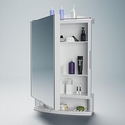Happer Plastic Premium Multipurpose Wall Mounted Storage Cabinet with Mirror, Prime Look (White)-1