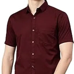 majestic man Slim Fit Pure Cotton Half Sleeve Solid Casual Shirt-picture-9