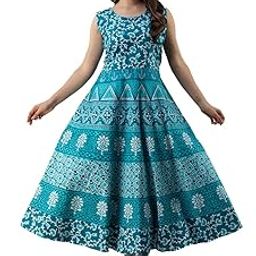 Brand Present Women's 100% Cotton Jaipuri Print Long Midi Maxi Dress-image-91