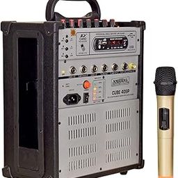 kh Professional Cube Karaoke Portable PA System with Bluetooth FM USB and Remote, Rechargeable, 1 Wireless Microphone Portable PA Amplifier 8" Speaker, 3 Mic Input-5