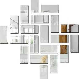 Wall1ders 20 Rectangle Mirror Stickers for Wall, Acrylic Stickers, Wall Mirror Stickers, Wall Stickers for Bedroom, Hall, Home Offices (Silver)-image-4