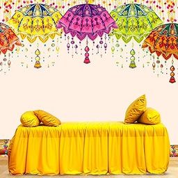 Party Propz Traditional Backdrop Cloth For Decoration -1Pc Haldi Decoration Items for Home, Backdrop For Pooja Decorations, Wedding Background Decorations Items, Haldi Decor, Pooja Decor(Cloth Banner)-image-10
