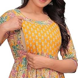 Women's Pure Cotton Floral Printed Both Side Invisible Vertical Zipper Feeding Kurti | All Over Print Maternity Gown-image-71