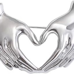 ™ Two Hands Heart Brooch Pin Lapel Badge Pin for Suit Ladies Bridal Bridegroom Silver | Pins & Brooches | Fashion Jewelry-image-25