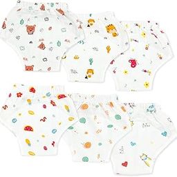 Unisex Muslin Cotton Washable Padded Underwear/Baby Cloth Diaper -Reusable Potty Training Pant (Pack of 6) (Large)-image-3