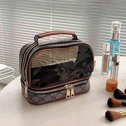 VIPREKHO Multi-Level Cosmetic Organizer | Double Layer Cosmetic Bag | Two-Layer Beauty Bag | Organized Makeup Case | 1 Pcs-image-12