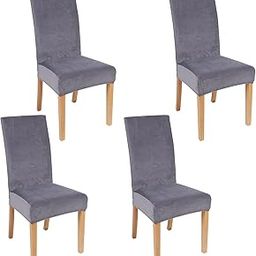 smiry Velvet Stretch Dining Room Chair Covers Soft Removable Dining Chair Slipcovers Set of 4, Silver Grey-image-72