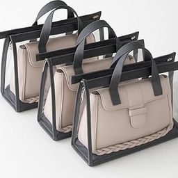 RAAHII 3 piece Transparent Dust proof Handbag cover foldable hanging storage organizer for ladies handbags, purse, Tote bag, clutch for wardrobe/closet storage with zipper. (GREY)-image-93