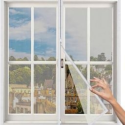 Woodluck Pre-Stitched | Zipper Mosquito Net for Window | Size Height 140 cm x Width 260 cms | Color-Ivory | Durable Mesh Fiberglass Net for Windows & Insect Nets with Strong Self Adhesive Hook Tape-image-64