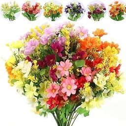 VRB Dec Plastic Tm 2 Pcs Artificial Lavender Flower Bunch For Home Decor|Faux Flowers For Vase|Decoration Items For Home,Diwali,Chritmas Living Room|Decoration&Craft (Daisy Flower Stick Mix Color,2)-image-36