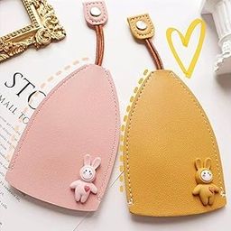 TE 2 Pc Pull Out Key Case Bag Pouch Cover | Key Sleeve For Men Women | Cute PU Leather Key Case | Universal Key Protective Bag (Pink & Black)-48