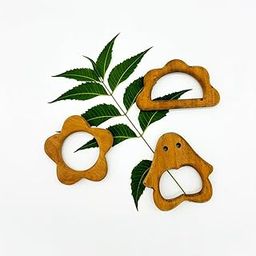 Zantva Organic Wooden Teether for 6 to 12 Months Baby | Toddlers Safe Playing Wooden Toys | Baby Toys | Baby Teether | Neem Wood Teether for Babies | Neem Wood That Helps Boost Immunity | Teething Toys for Babies | Wooden Toys | Pack of 3-13