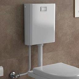 TAXAN Single Flush Tank for Toilet - 8 LTR Water Capacity – Polypropylene Smart PVC Slim Cistern - Wall Mounted, Push Button Front Flushing Tank and Air Freshner with Complete Set (White)-image-86