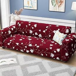 Lakh Data - Maroon Flower - 2 Seater Universal Sofa Cover | 360° Fully Covered Anti-Slip Washable Couch Cover Protector | 140 GSM Stretch Fit Polyester + Spandex Slipcover-image-17