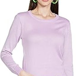 Women Solid Lightweight Acrylic Round Neck Sweater Top-image-17