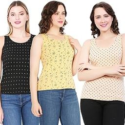 Women's Super Combed Cotton Rib Fabric Slim Fit Tank Top-Pack of 3-image-96