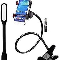 Metal Lazy Stand Bracket Mobile Phone Stand | Flexible | Portable - Foldable | 360 Degree | Gooseneck Long Arm Clip - Black-18