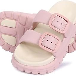 Slipper for Women Men Flip Flop Double Buckle Pillow Sliders EVA Flat Sandals for Girls Boys Soft Open Toe Non Slip Platform Bedroom Outdoor Slippers-1