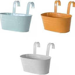 3X Metal Hanging Flower Pots for Balcony Planters Garden Plant Porch-image-52
