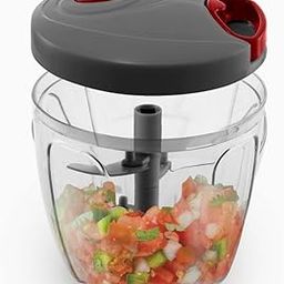 Manual Food Chopper with Pull String, BPA-Free Container, Stainless Steel Blades, Grey and Red|Chopper Mixer Cutter to Cut Onion, Salad, Tomato, Potato|1000ml Capacity-image-97