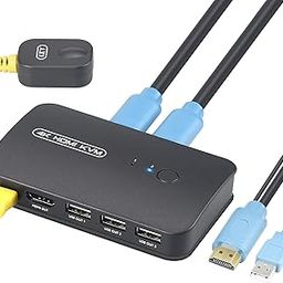 KVM Switch - RuhZa 4K HDMI Switcher & 3x USB 2 in 1 Output for 2 PCs, 4K Resolution HD Monitor, Mouse, Keyboard, Printer Sharable Switcher with Hand Switch (Included)-image-77
